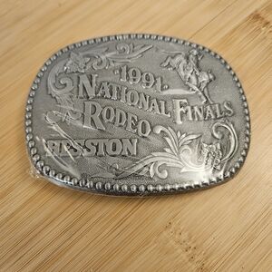 Heston 1991 National Finals Rodeo Western Cowboy Metal Belt Buckle New Sealed